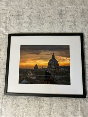 Sunset in Rome Framed Photograph, Skyline Photographic Print - Warm Orange Hues